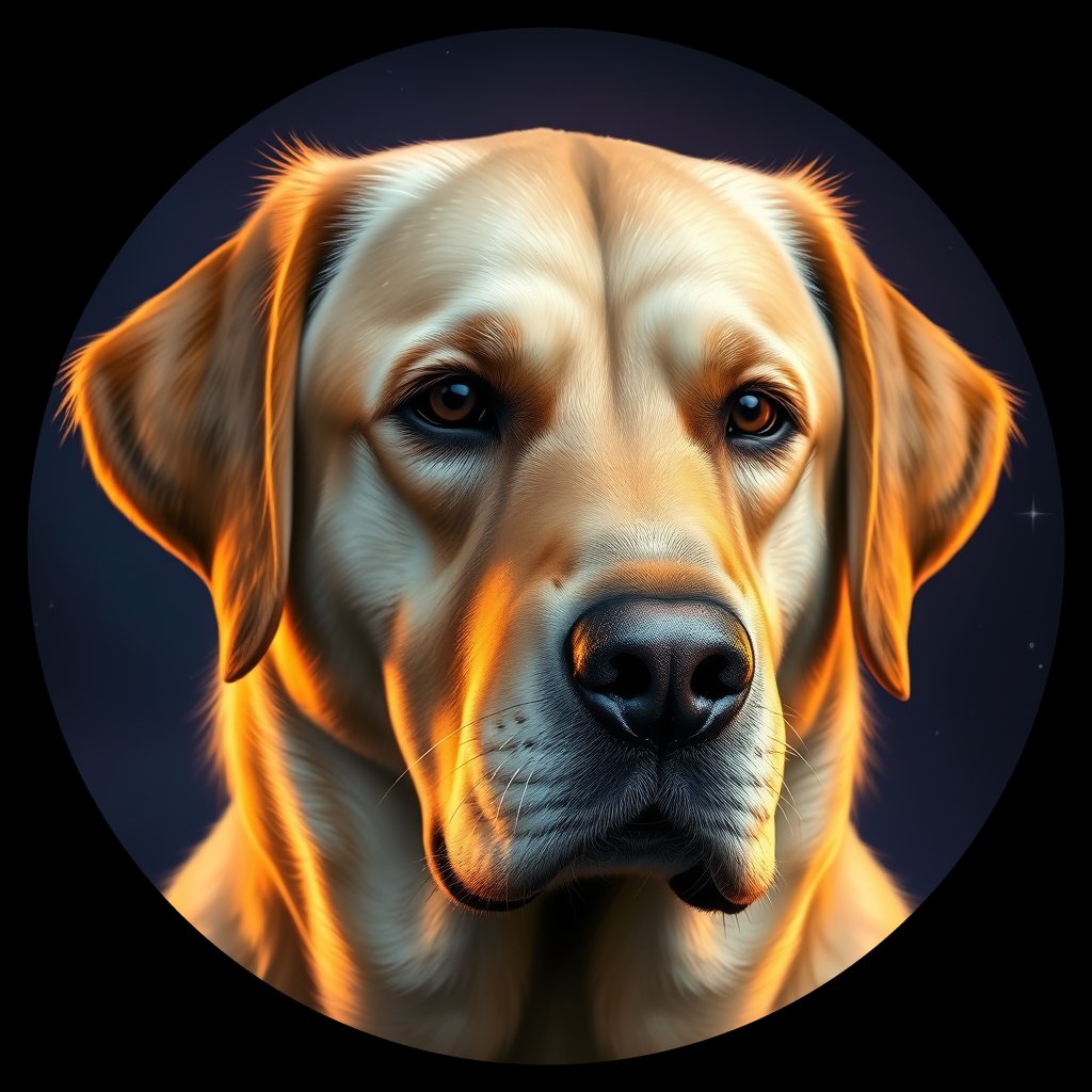 Cosmic medallion portrait of cHD10_505_cHD10_505, a Labrador Or Golden Retriever