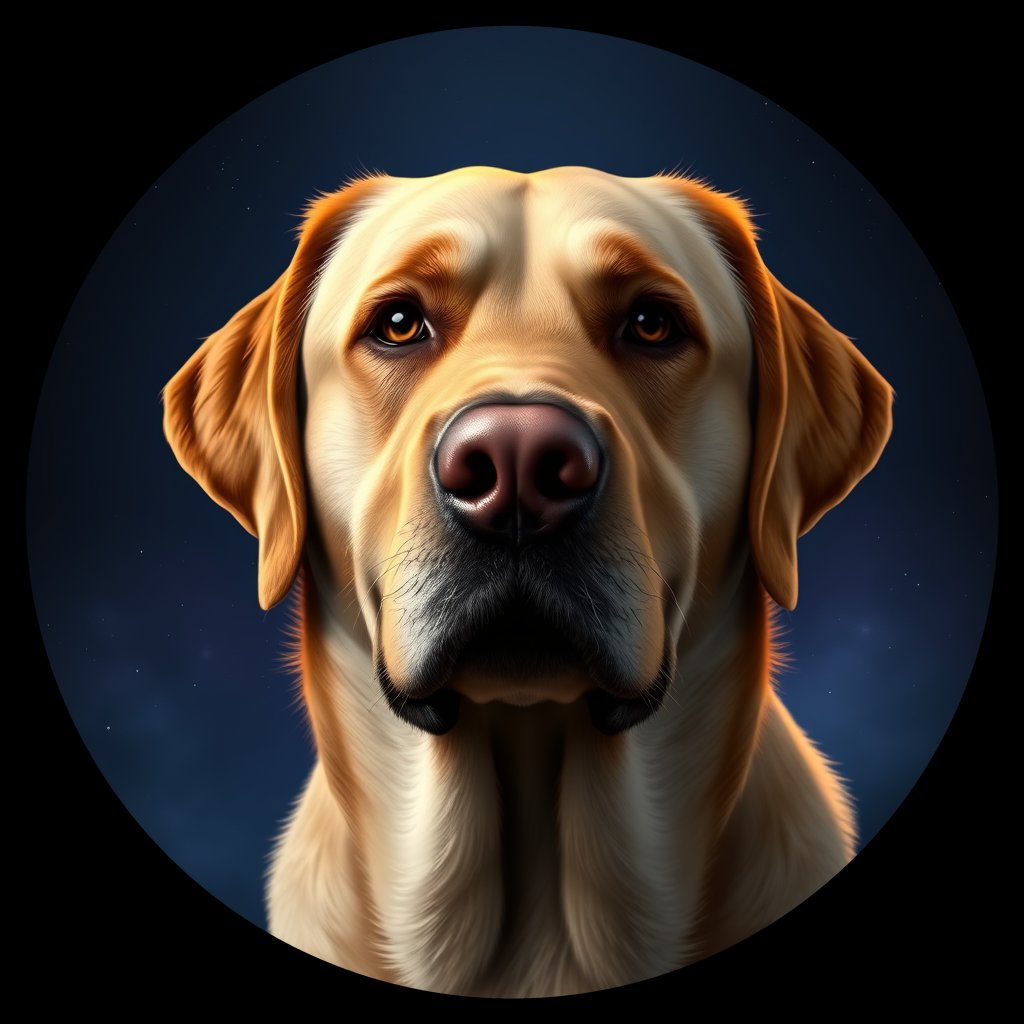 Cosmic medallion portrait of cHD10_506_cHD10_506, a Labrador Or Golden Retriever