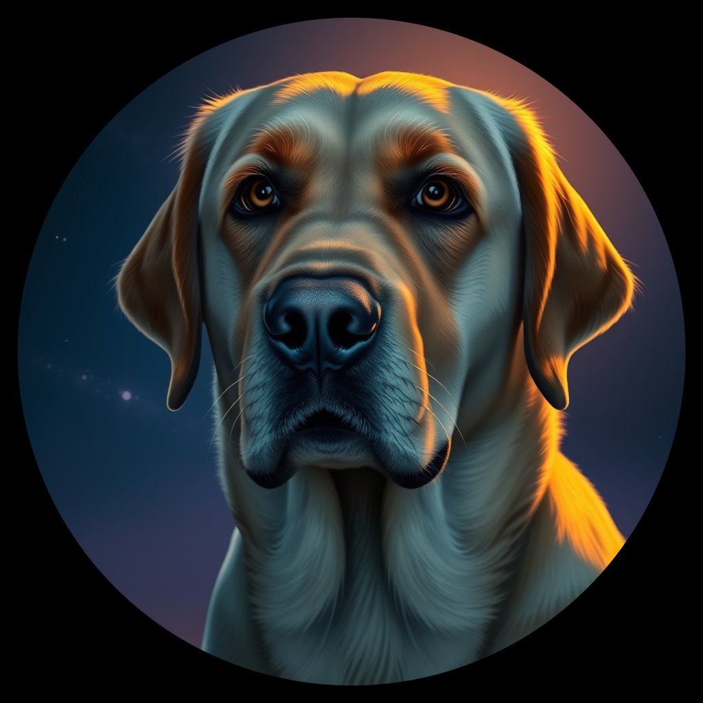 Cosmic medallion portrait of cHD10_507_cHD10_507, a Labrador Or Golden Retriever