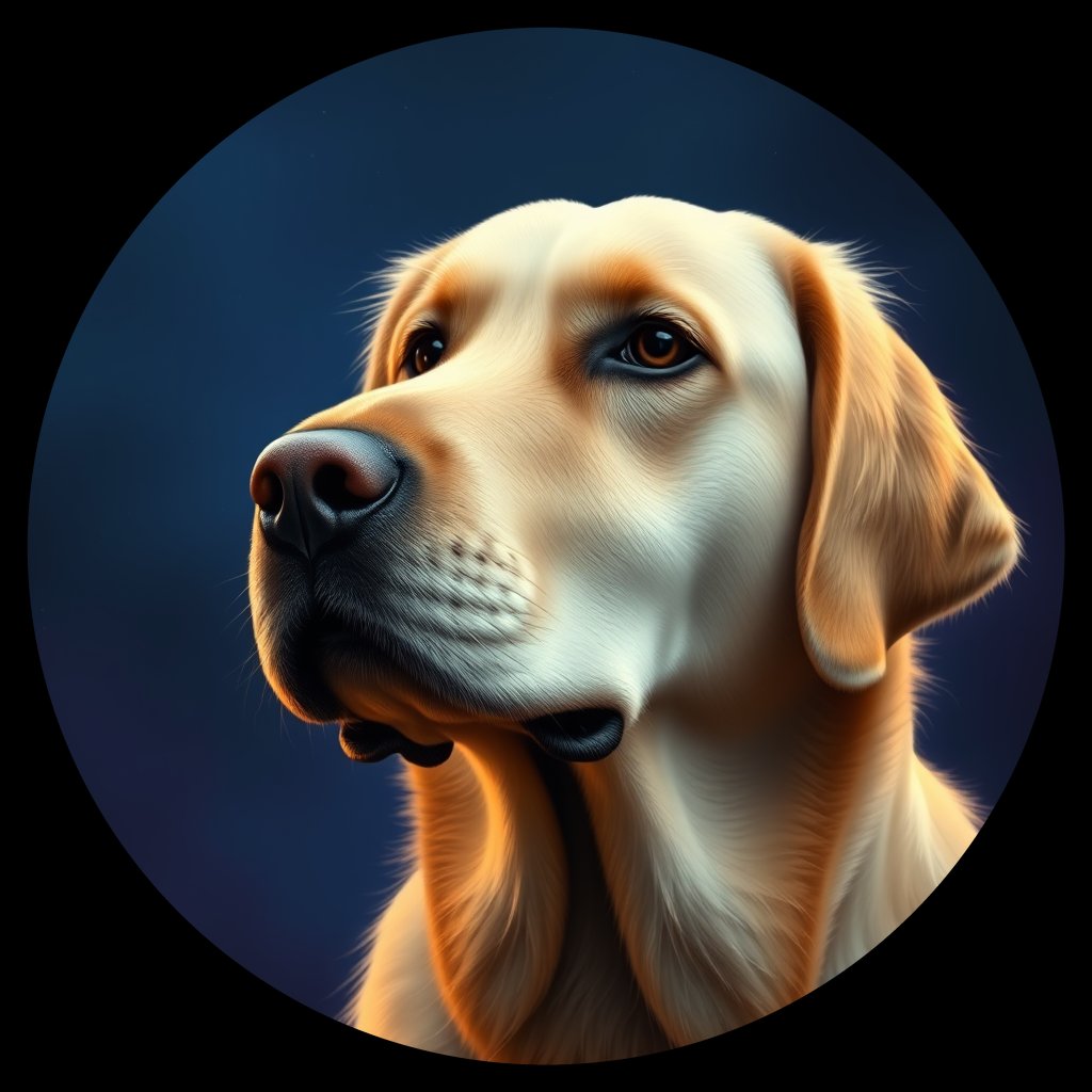 Cosmic medallion portrait of cHD10_509_cHD10_509, a Labrador Or Golden Retriever
