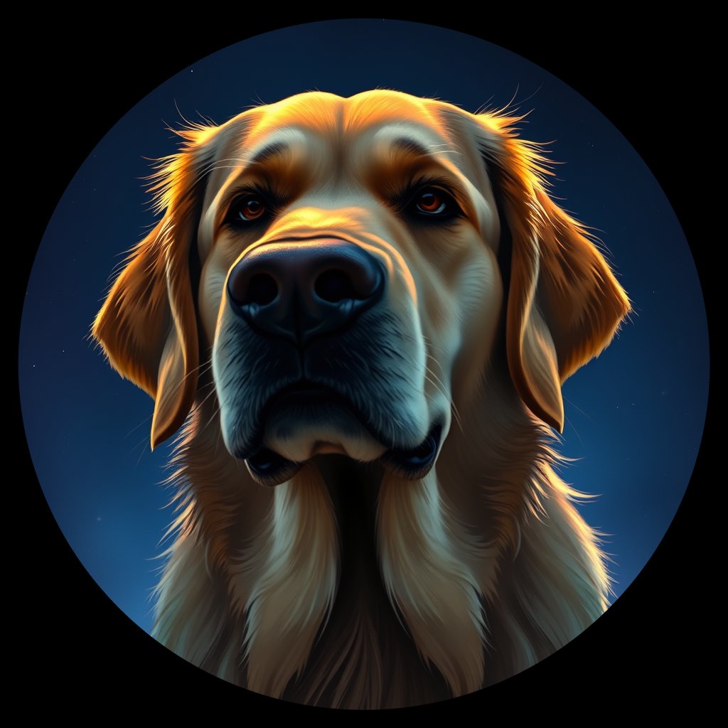 Cosmic medallion portrait of cHD10_514_cHD10_514, a Labrador Or Golden Retriever