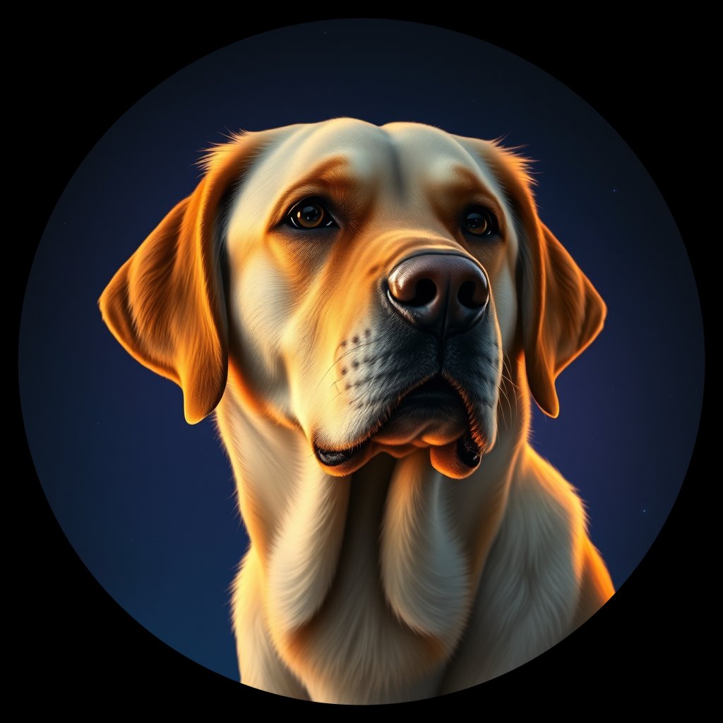 Cosmic medallion portrait of cHD10_515_cHD10_515, a Labrador Or Golden Retriever
