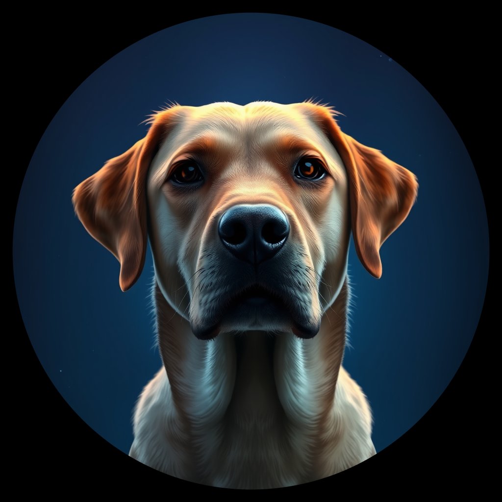 Cosmic medallion portrait of cHD10_516_cHD10_516, a Labrador Or Golden Retriever