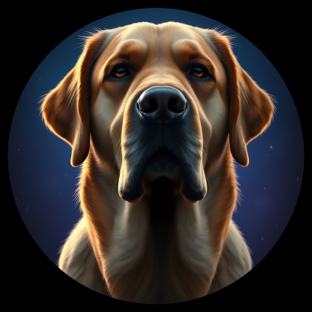 Cosmic medallion portrait of cHD10_518_cHD10_518, a Labrador Or Golden Retriever