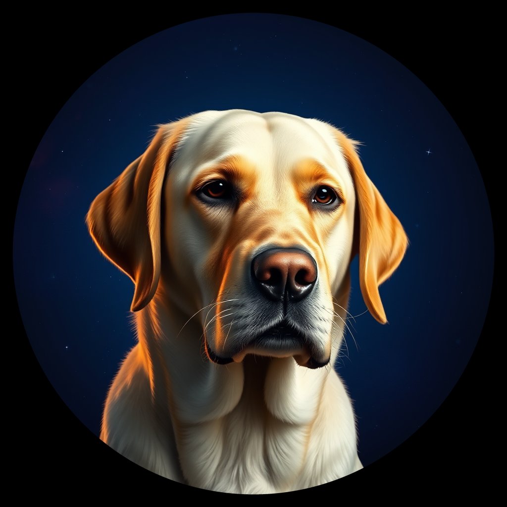 Cosmic medallion portrait of cHD10_521_cHD10_521, a Labrador Or Golden Retriever