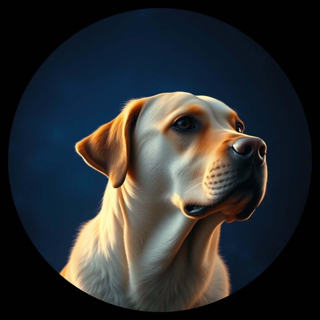 Cosmic medallion portrait of cHD10_523_cHD10_523, a Labrador Or Golden Retriever