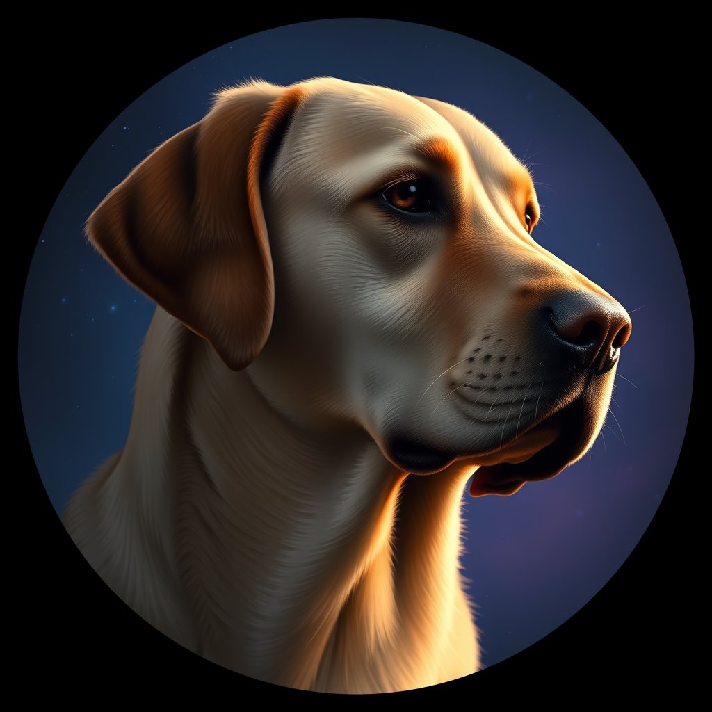 Cosmic medallion portrait of cHD10_526_cHD10_526, a Labrador Or Golden Retriever