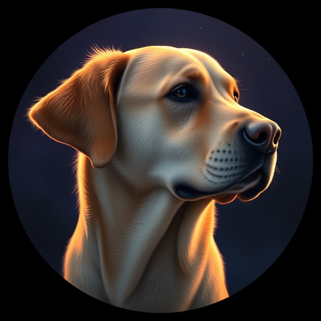 Cosmic medallion portrait of cHD10_528_cHD10_528, a Labrador Or Golden Retriever