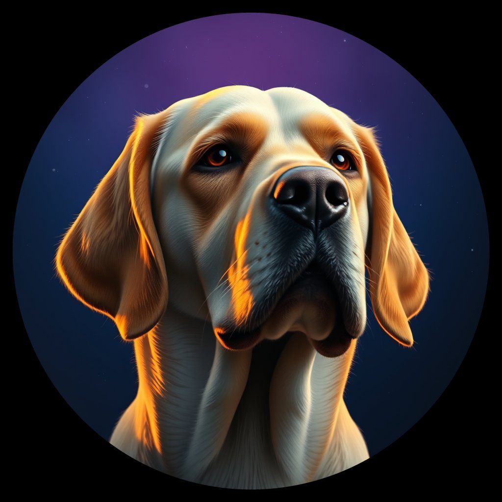 Cosmic medallion portrait of cHD10_529_cHD10_529, a Labrador Or Golden Retriever