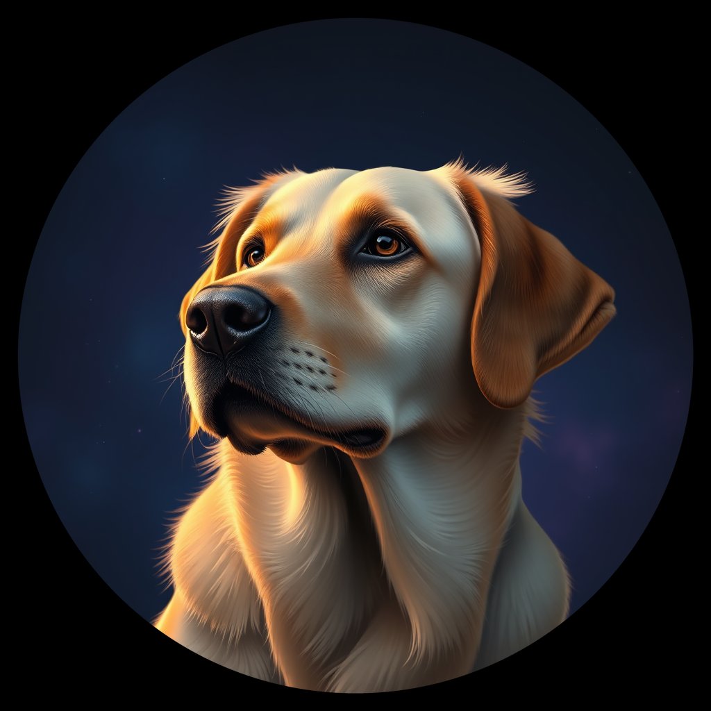 Cosmic medallion portrait of cHD10_530_cHD10_530, a Labrador Or Golden Retriever