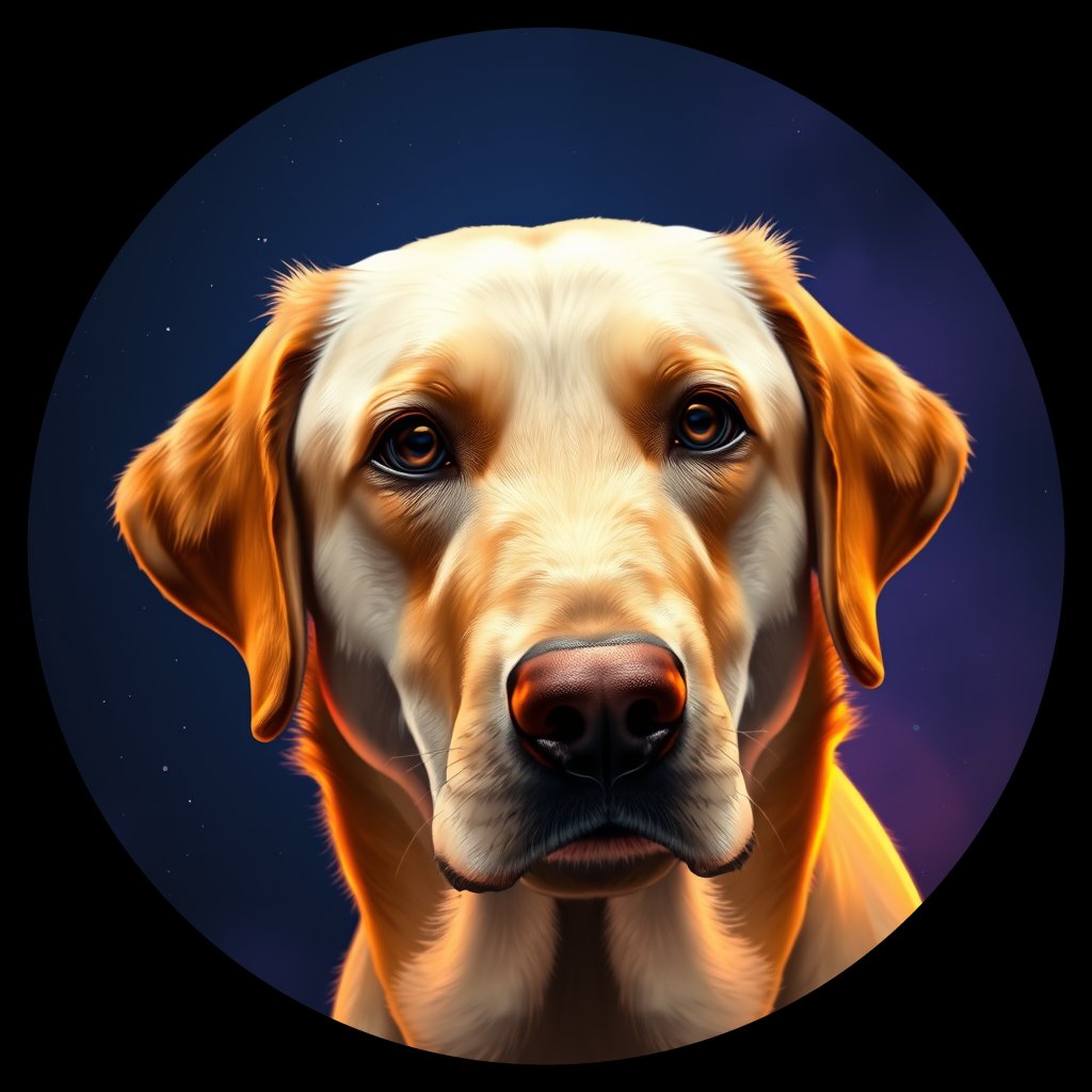 Cosmic medallion portrait of cHD10_535_cHD10_535, a Labrador Or Golden Retriever