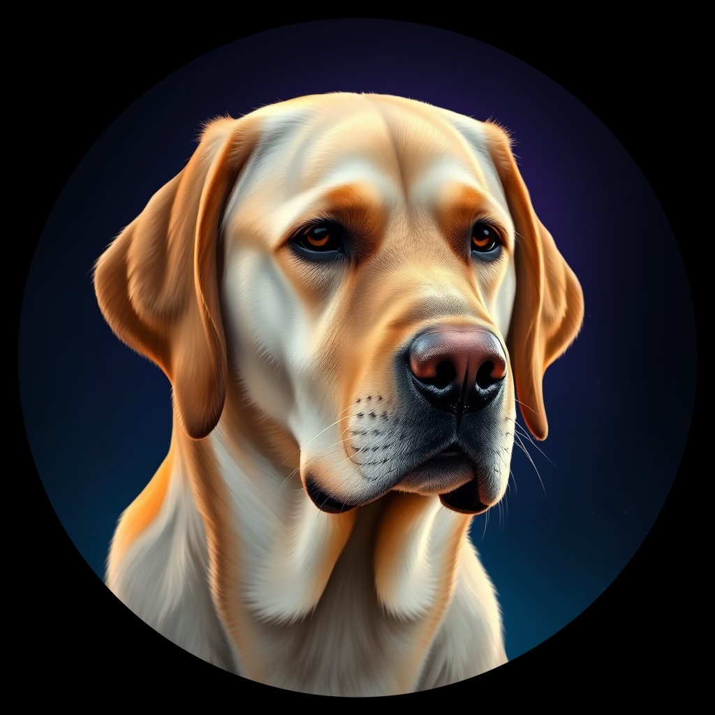 Cosmic medallion portrait of cHD10_536_cHD10_536, a Labrador Or Golden Retriever
