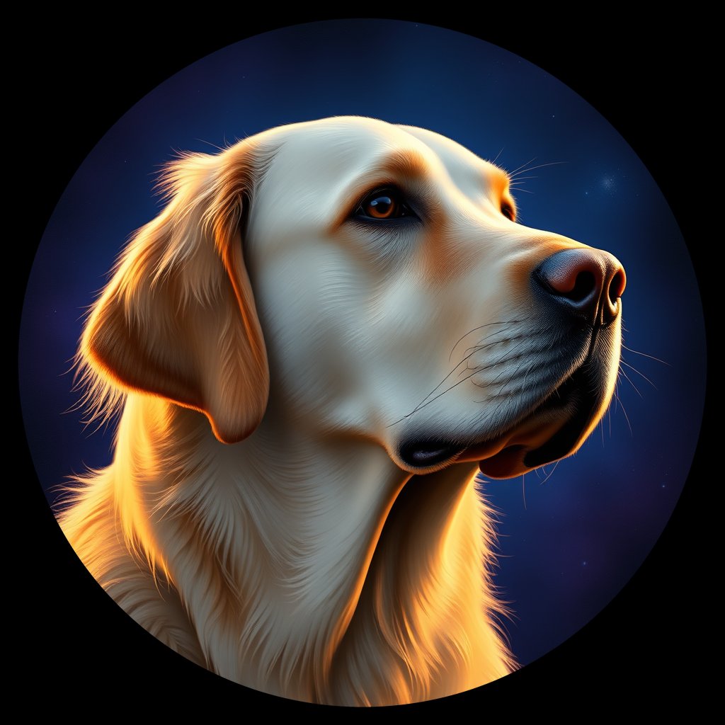 Cosmic medallion portrait of cHD10_537_cHD10_537, a Labrador Or Golden Retriever