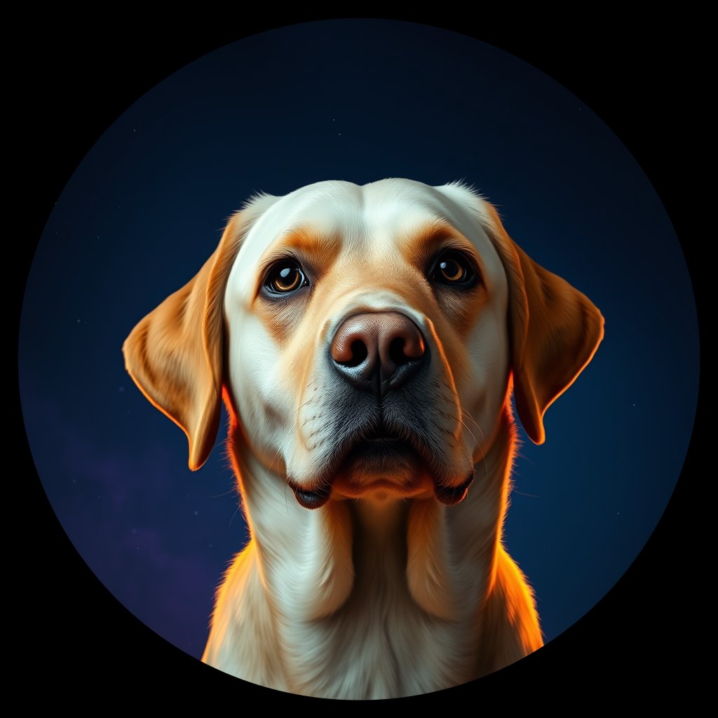 Cosmic medallion portrait of cHD10_538_cHD10_538, a Labrador Or Golden Retriever