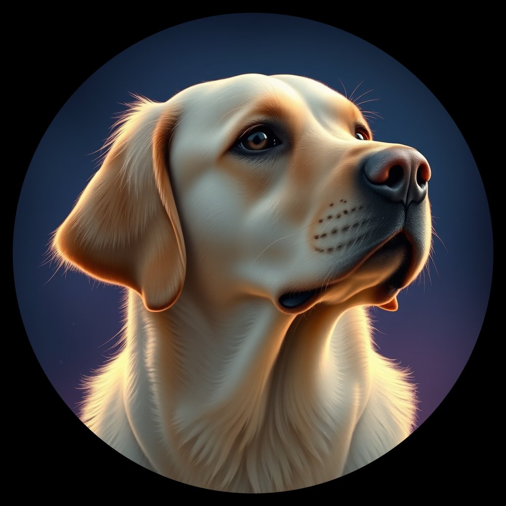 Cosmic medallion portrait of cHD10_539_cHD10_539, a Labrador Or Golden Retriever