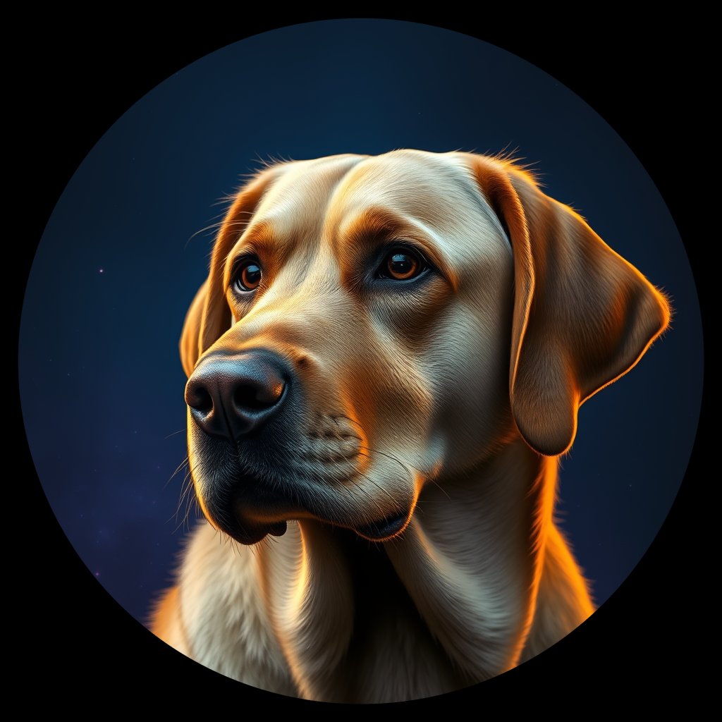 Cosmic medallion portrait of cHD10_540_cHD10_540, a Labrador Or Golden Retriever