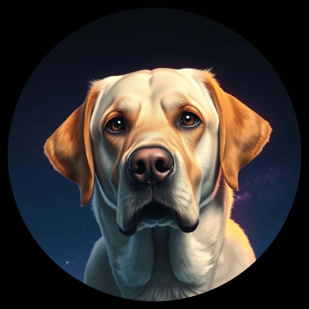Cosmic medallion portrait of cHD10_541_cHD10_541, a Labrador Or Golden Retriever