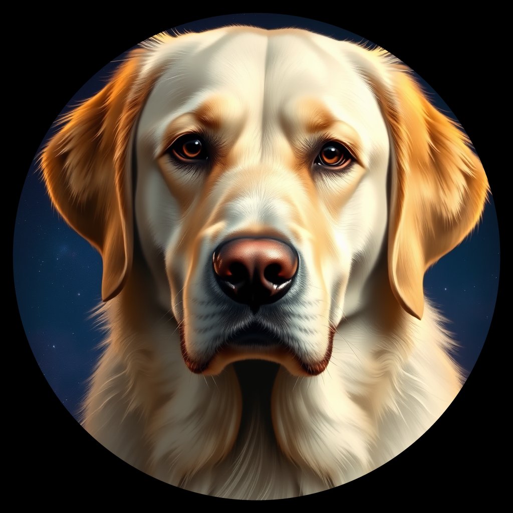 Cosmic medallion portrait of cHD10_542_cHD10_542, a Labrador Or Golden Retriever
