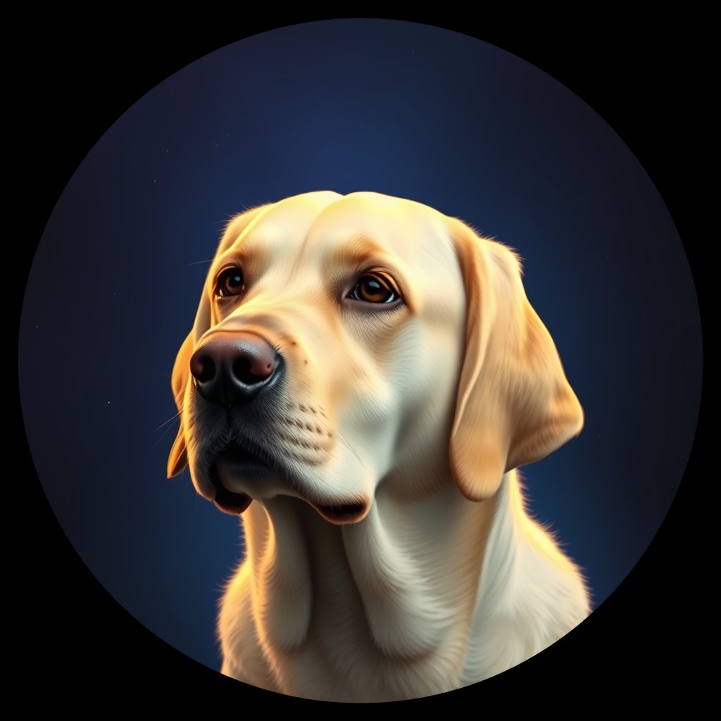 Cosmic medallion portrait of cHD10_543_cHD10_543, a Labrador Or Golden Retriever