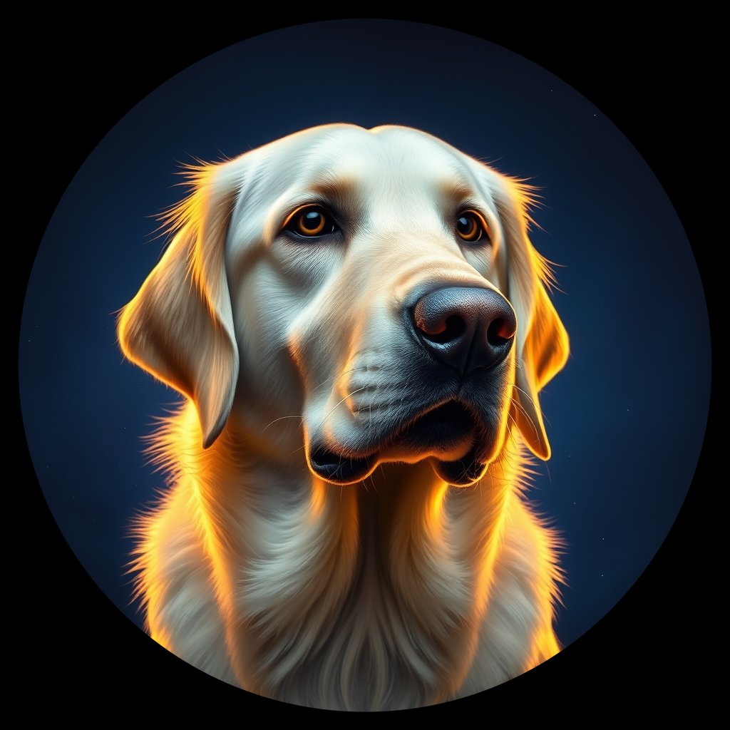 Cosmic medallion portrait of cHD10_544_cHD10_544, a Labrador Or Golden Retriever
