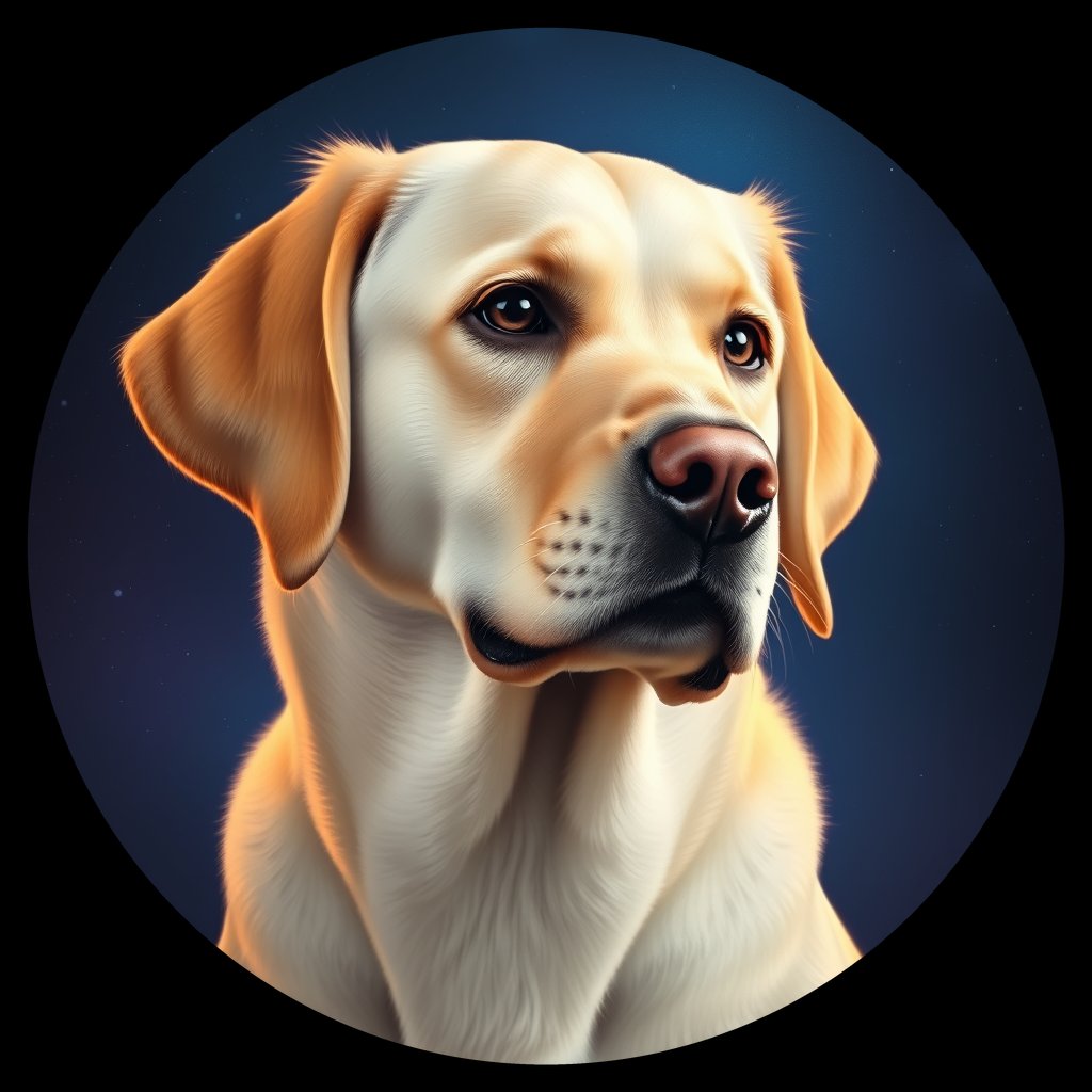 Cosmic medallion portrait of cHD10_546_cHD10_546, a Labrador Or Golden Retriever