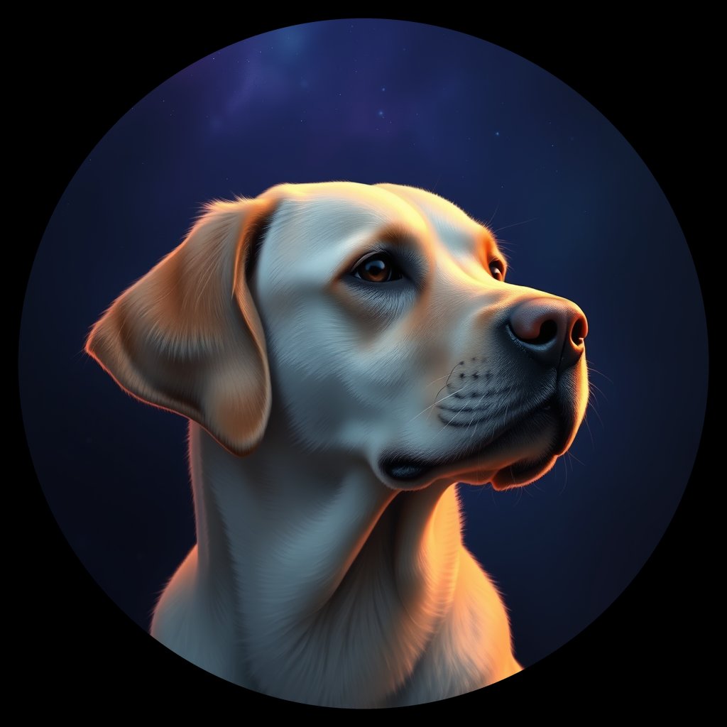 Cosmic medallion portrait of cHD10_547_cHD10_547, a Labrador Or Golden Retriever