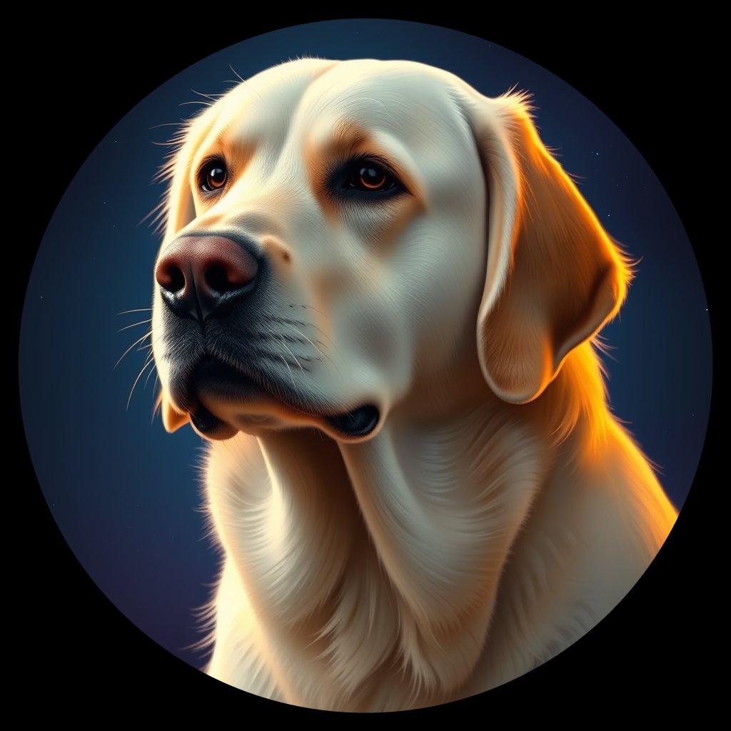 Cosmic medallion portrait of cHD10_549_cHD10_549, a Labrador Or Golden Retriever