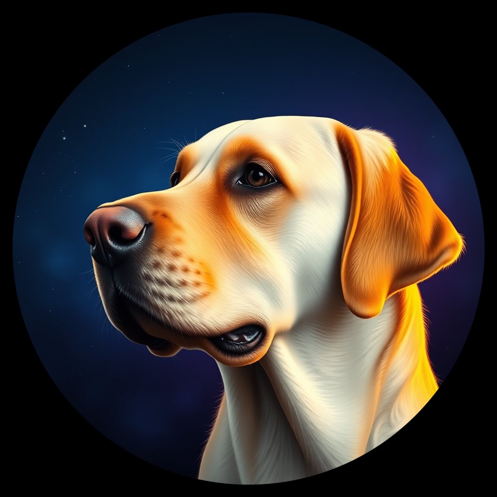 Cosmic medallion portrait of cHD10_550_cHD10_550, a Labrador Or Golden Retriever