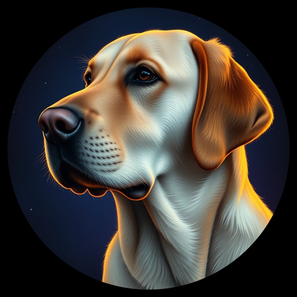 Cosmic medallion portrait of cHD10_553_cHD10_553, a Labrador Or Golden Retriever