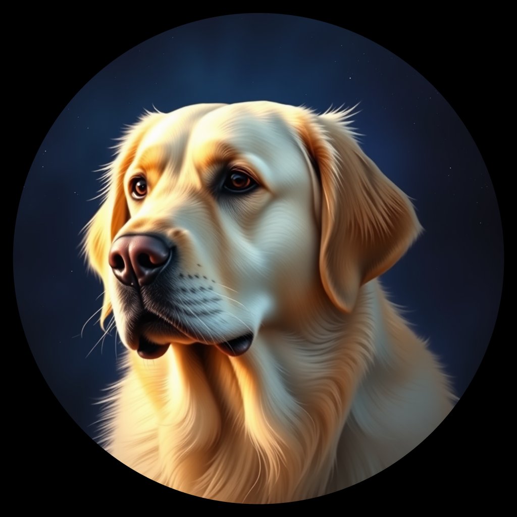 Cosmic medallion portrait of cHD10_555_cHD10_555, a Labrador Or Golden Retriever