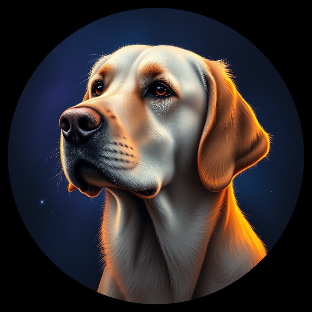 Cosmic medallion portrait of cHD10_556_cHD10_556, a Labrador Or Golden Retriever