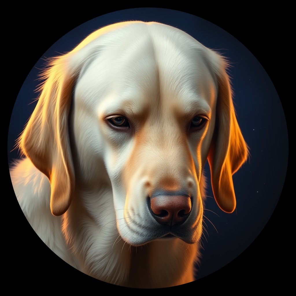 Cosmic medallion portrait of cHD10_557_cHD10_557, a Labrador Or Golden Retriever