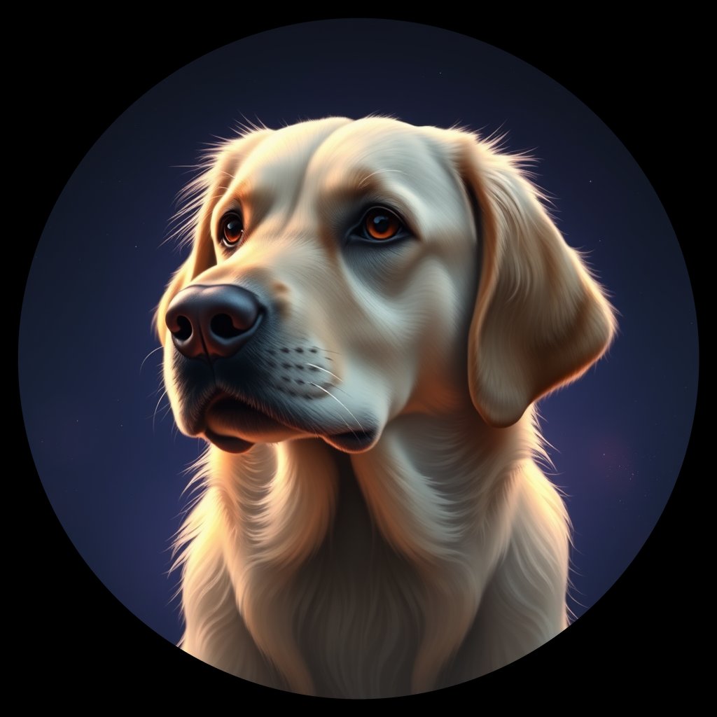 Cosmic medallion portrait of cHD10_558_cHD10_558, a Labrador Or Golden Retriever