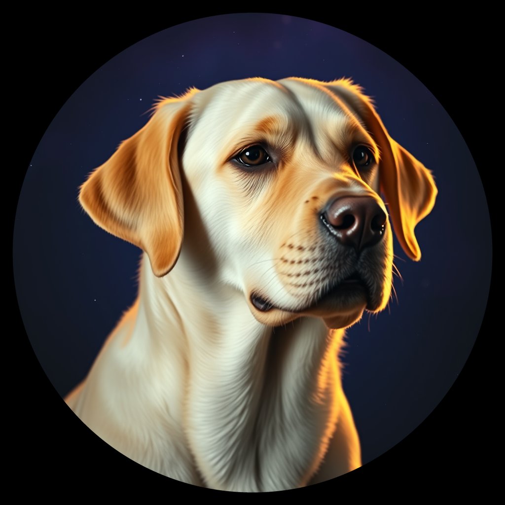 Cosmic medallion portrait of cHD10_561_cHD10_561, a Labrador Or Golden Retriever