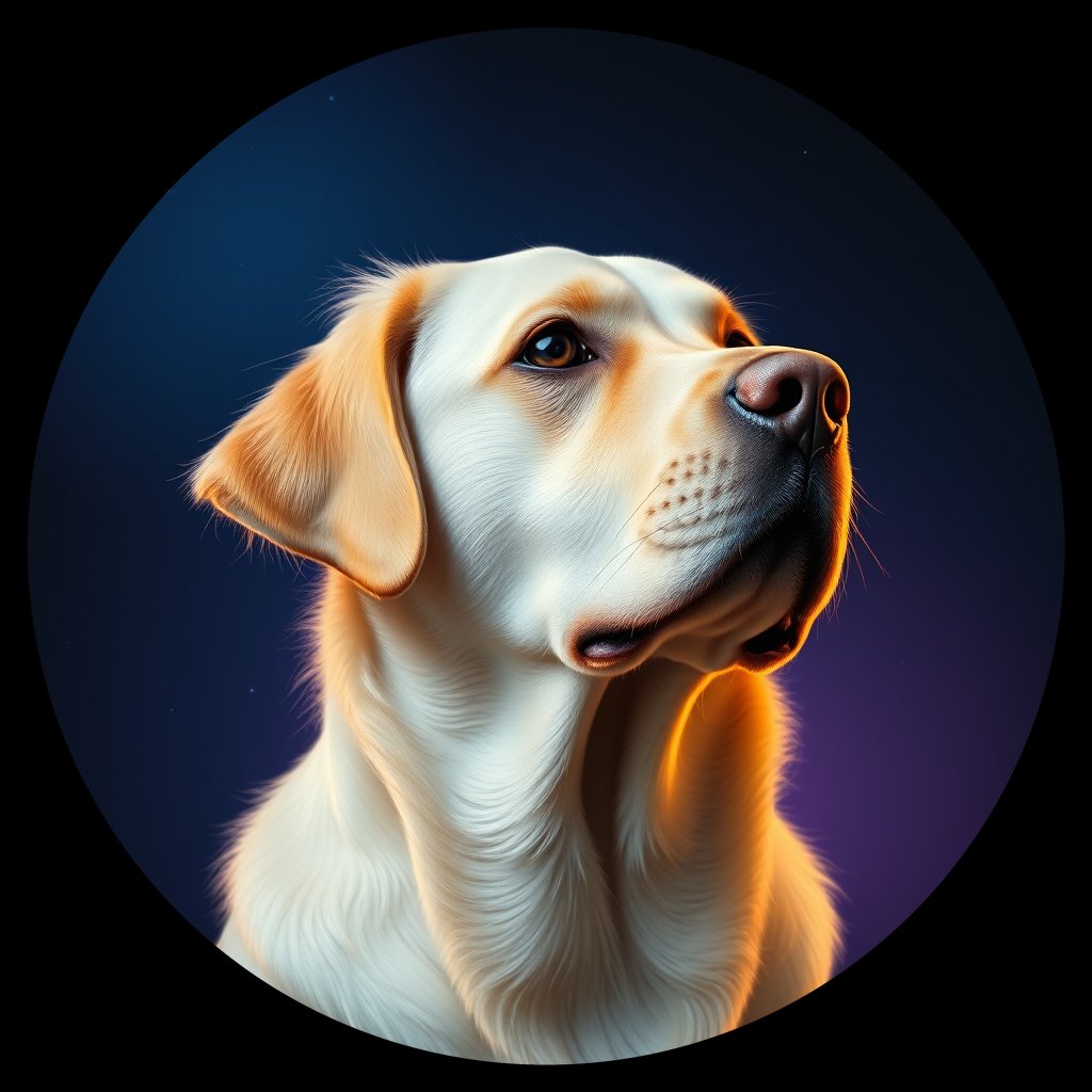 Cosmic medallion portrait of cHD10_562_cHD10_562, a Labrador Or Golden Retriever