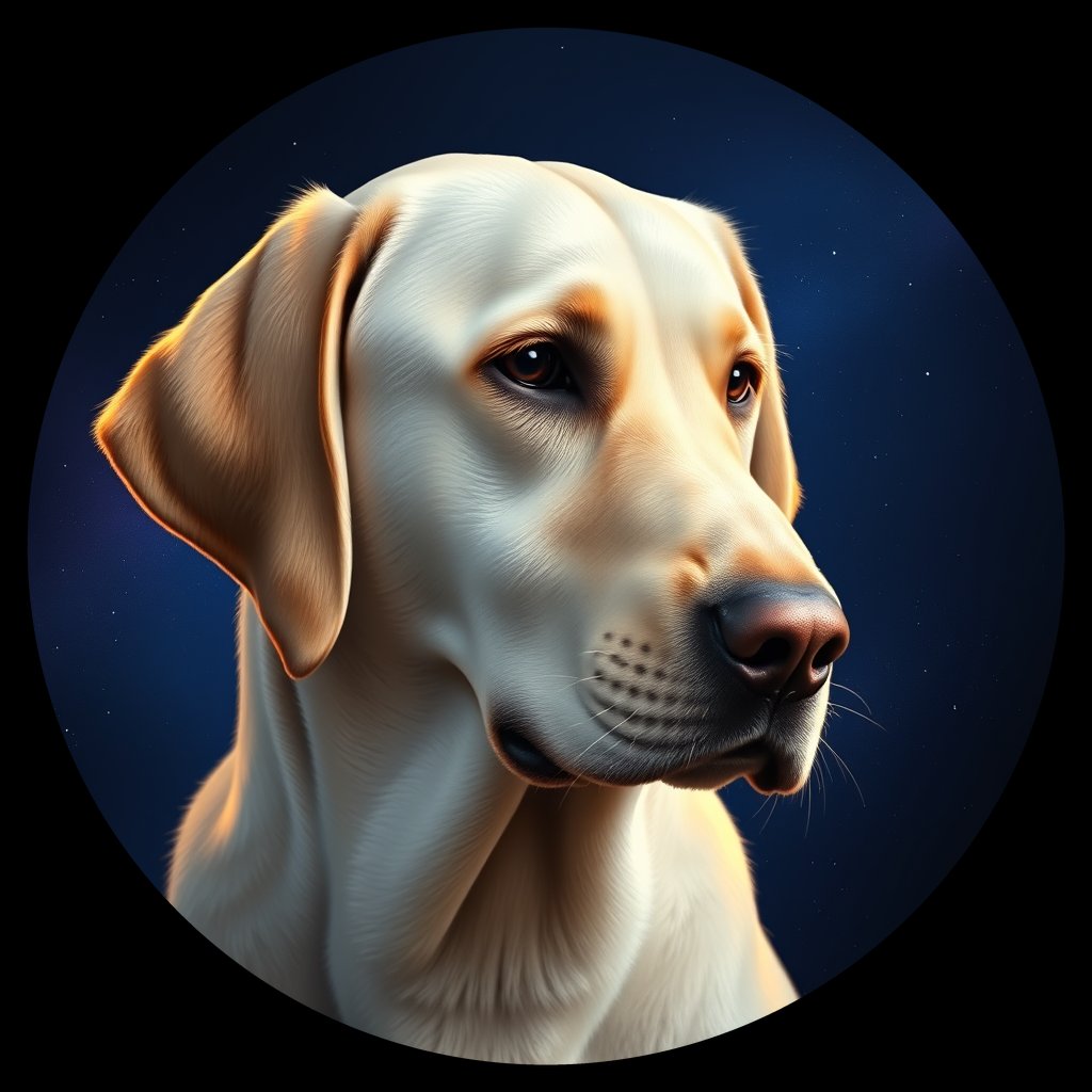 Cosmic medallion portrait of cHD10_563_cHD10_563, a Labrador Or Golden Retriever