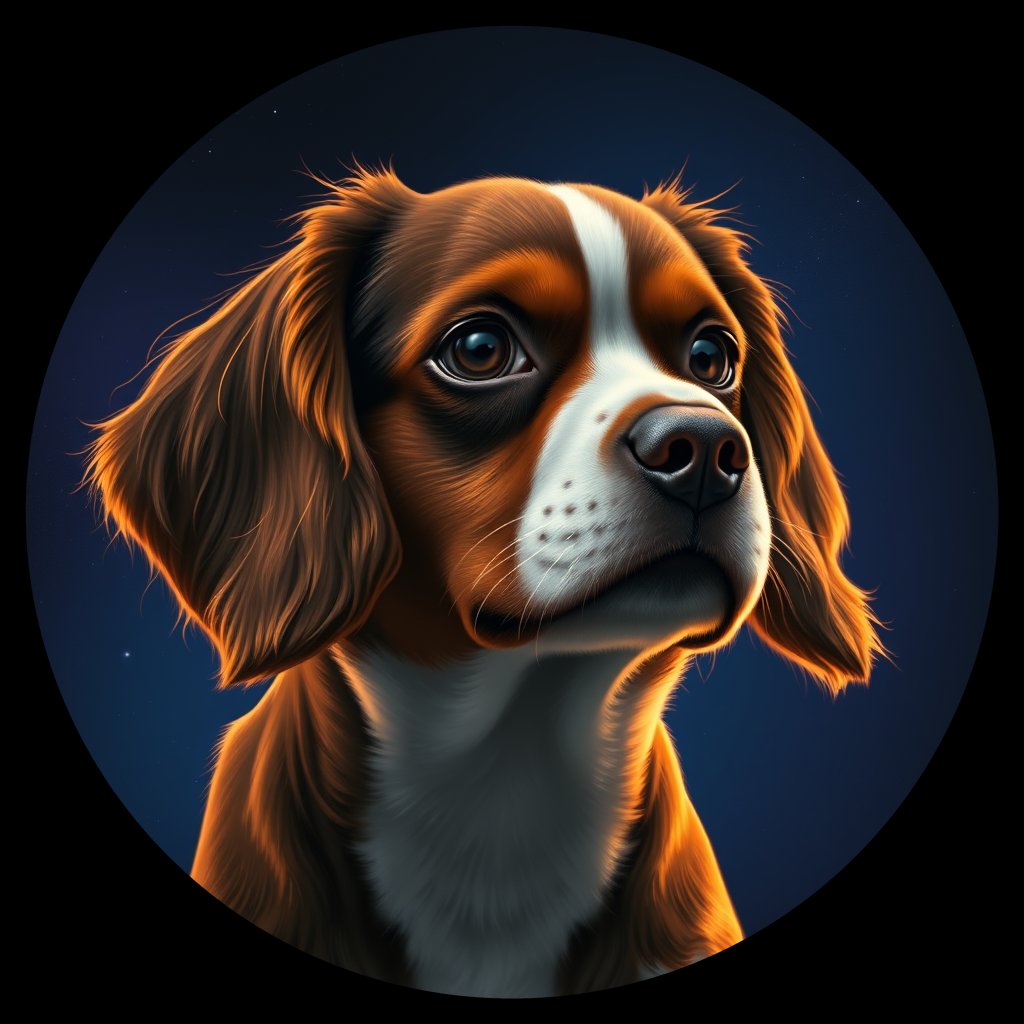 Cosmic medallion portrait of cHD11_102_cHD11_102, a Cavalier King Charles Spaniel