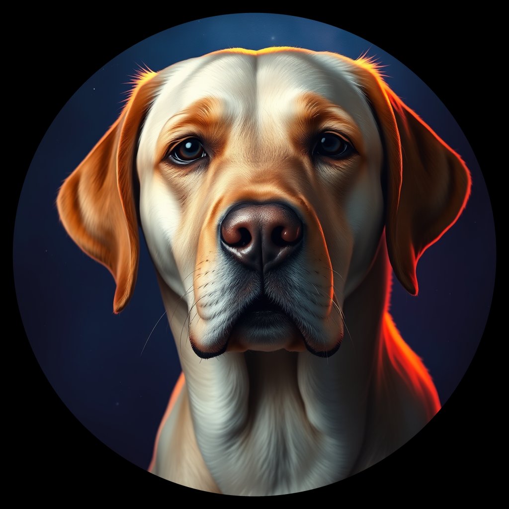 Cosmic medallion portrait of cHD11_104_cHD11_104, a Labrador Retriever
