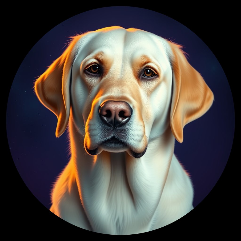 Cosmic medallion portrait of cHD11_106_cHD11_106, a Labrador Retriever