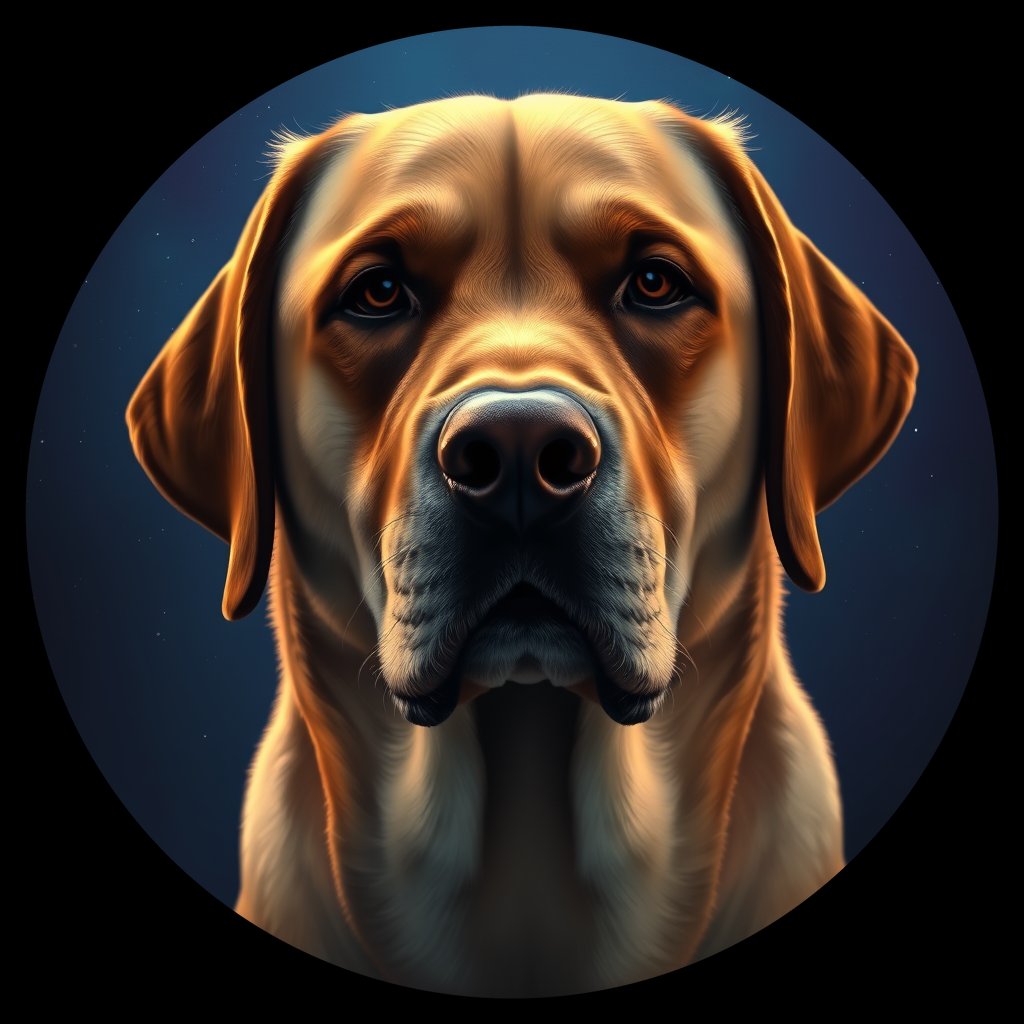 Cosmic medallion portrait of cHD11_107_cHD11_107, a Labrador Retriever