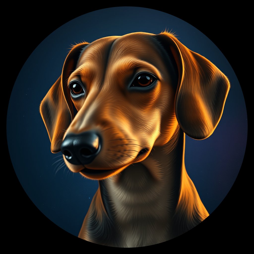 Cosmic medallion portrait of cHD11_108_cHD11_108, a Dachshund