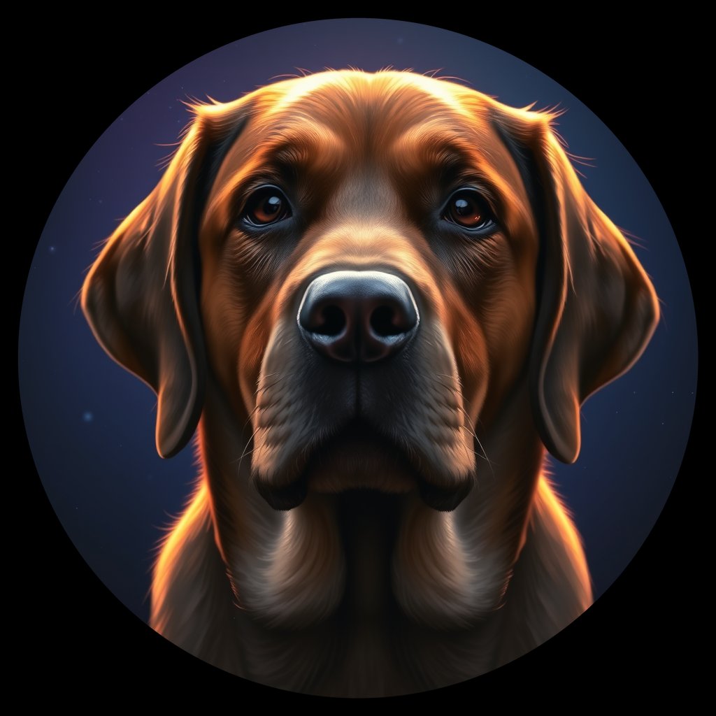Cosmic medallion portrait of cHD11_110_cHD11_110, a Labrador Retriever