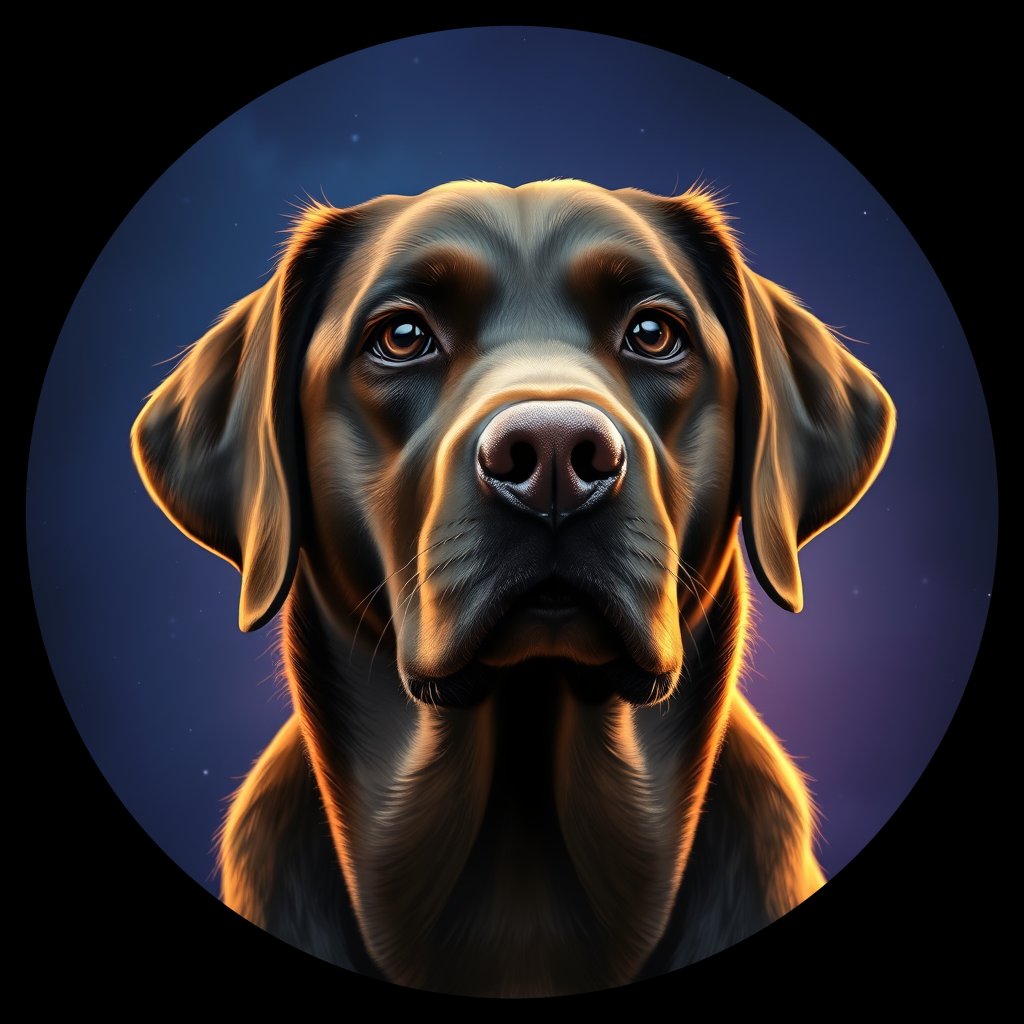 Cosmic medallion portrait of cHD11_111_cHD11_111, a Labrador Retriever