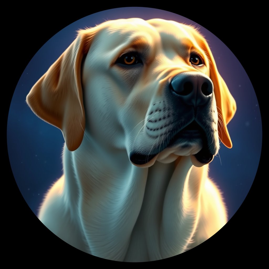 Cosmic medallion portrait of cHD11_113_cHD11_113, a Labrador Retriever
