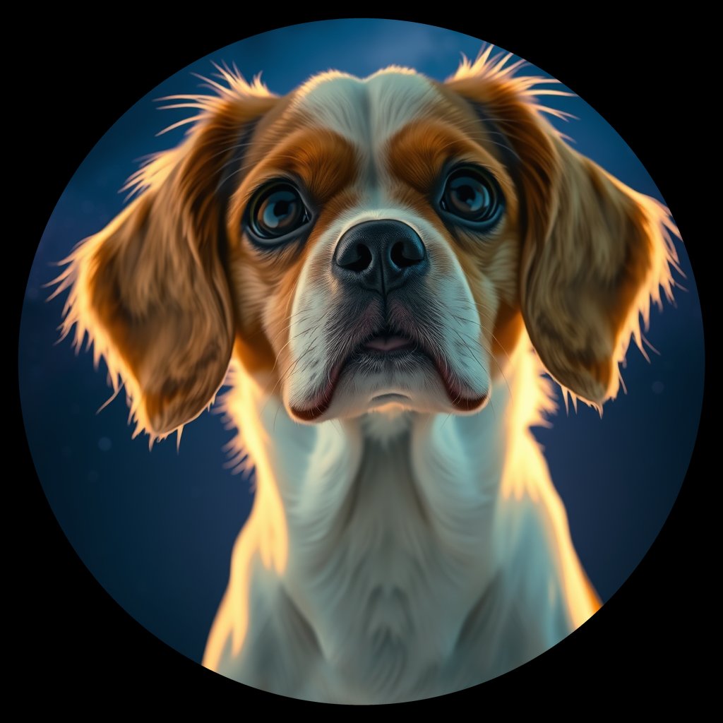 Cosmic medallion portrait of cHD11_114_cHD11_114, a Cavalier King Charles Spaniel