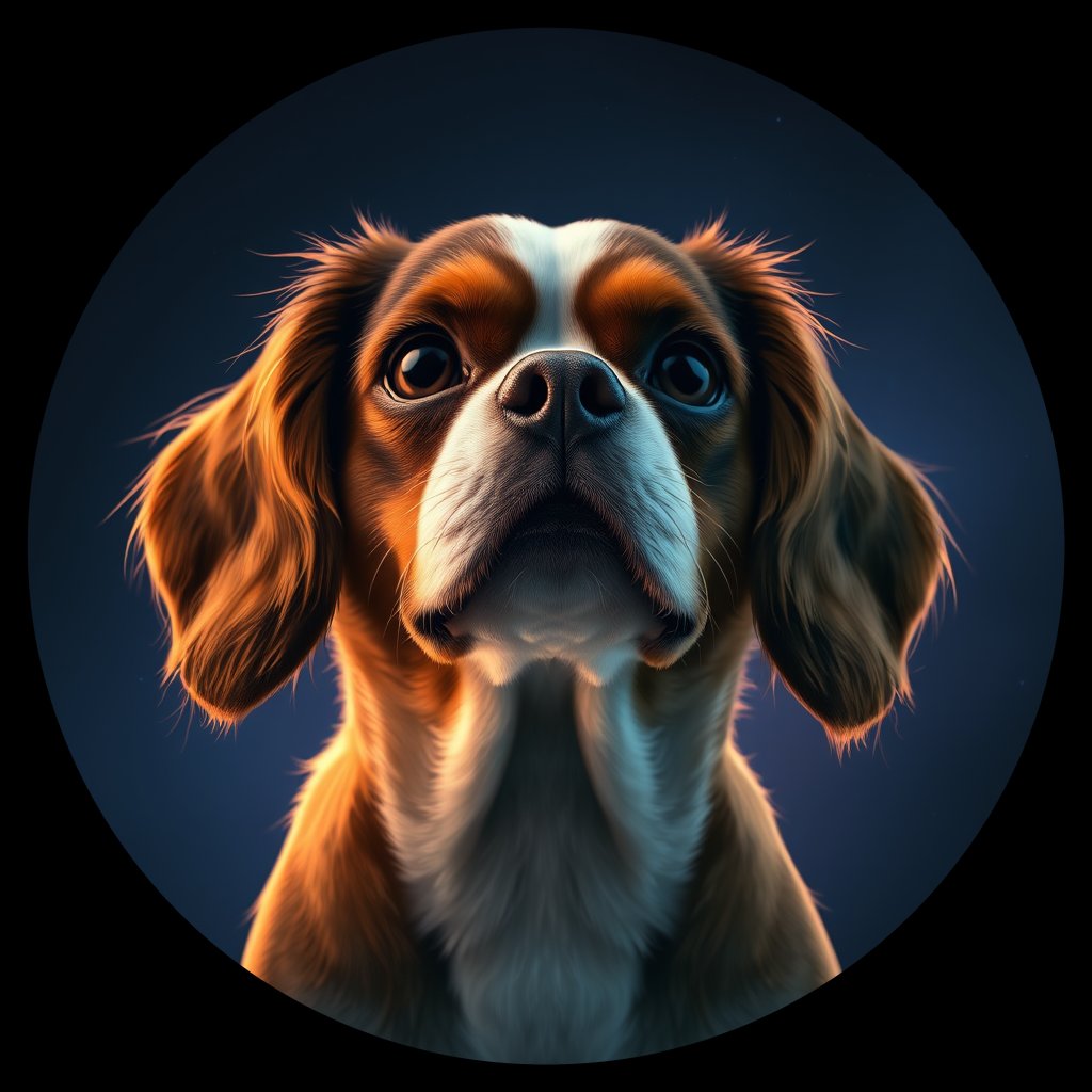 Cosmic medallion portrait of cHD11_116_cHD11_116, a Cavalier King Charles Spaniel
