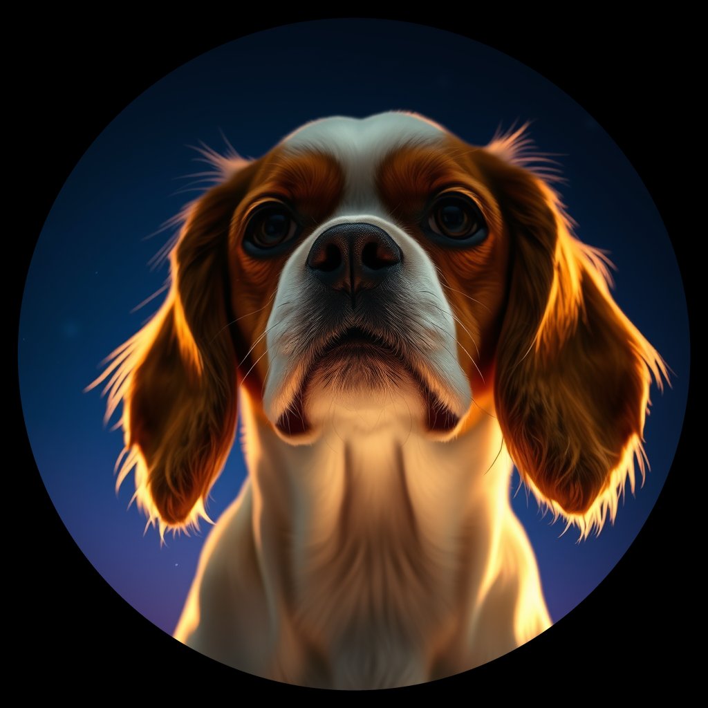 Cosmic medallion portrait of cHD11_117_cHD11_117, a Cavalier King Charles Spaniel