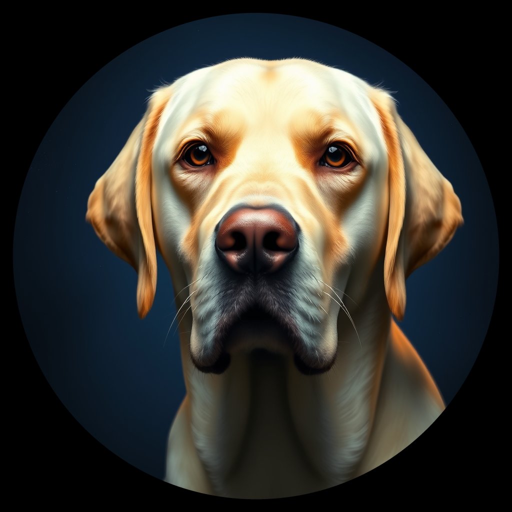 Cosmic medallion portrait of cHD11_118_cHD11_118, a Labrador Retriever