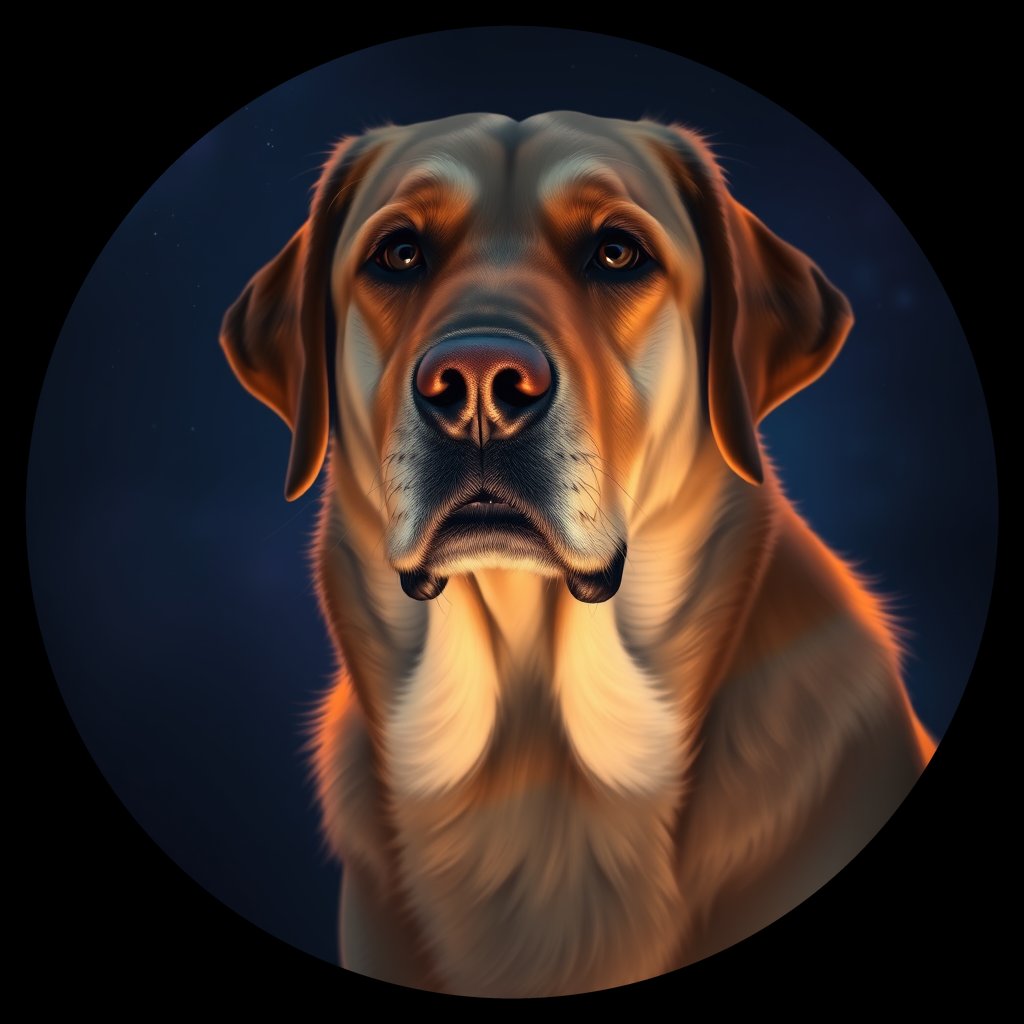 Cosmic medallion portrait of cHD11_120_cHD11_120, a Labrador Retriever
