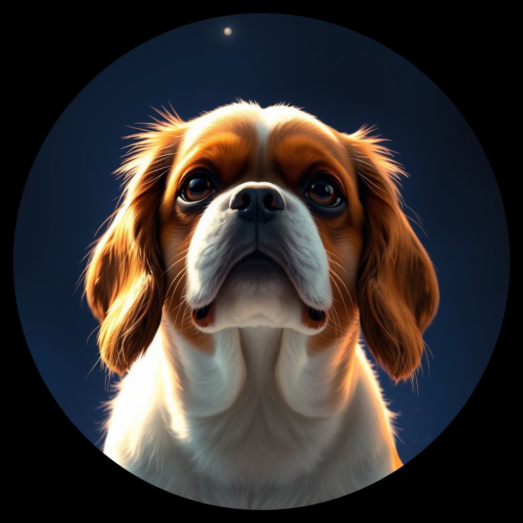 Cosmic medallion portrait of cHD11_122_cHD11_122, a Cavalier King Charles Spaniel